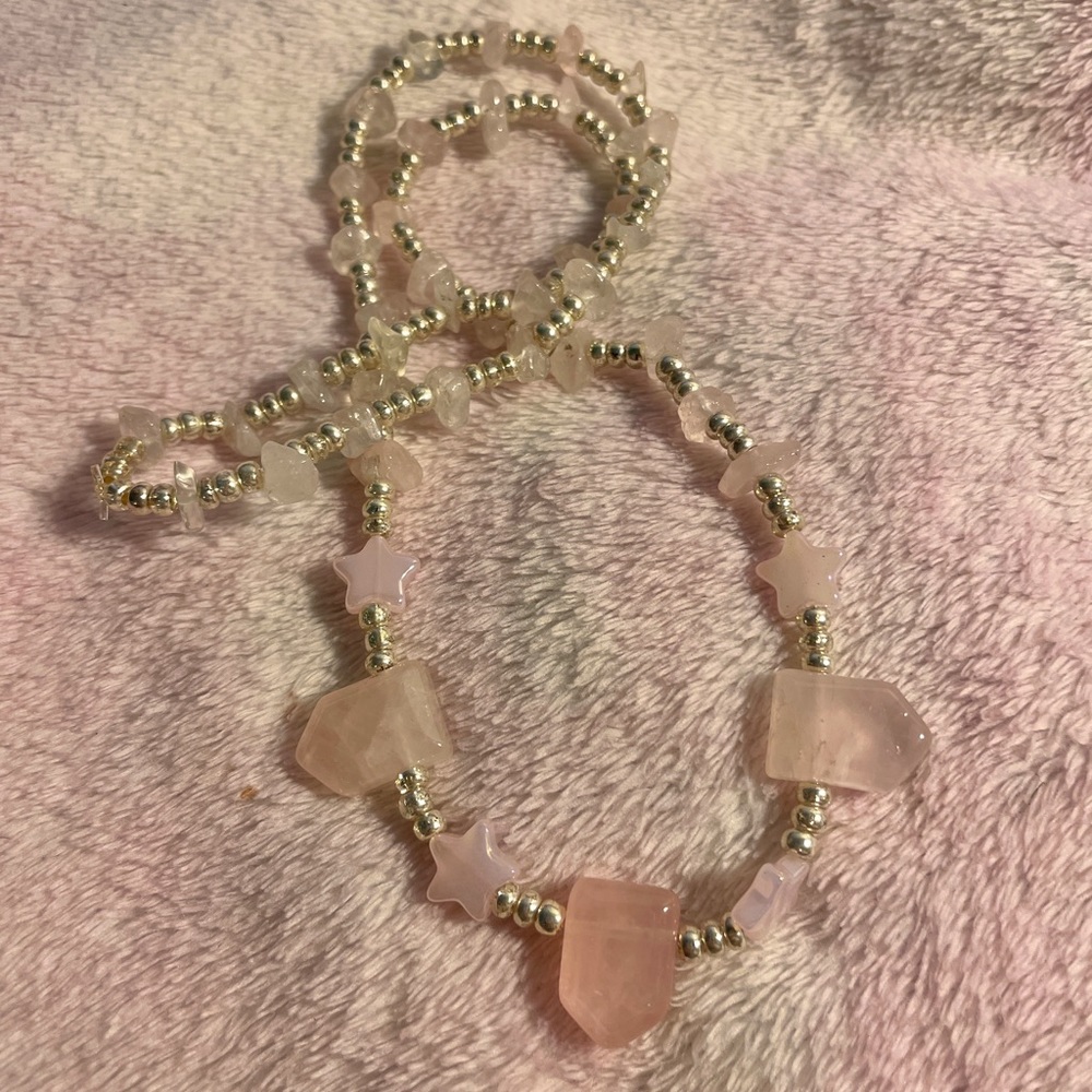 🌸Handmade Rose Quartz Necklace🌸